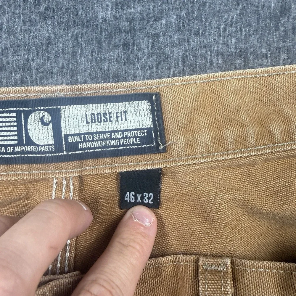 Carhartt Double Knee Pants Mens 46x32 Brown Work Canvas Carpenter B01 Made USA